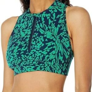 Sweaty Betty Power Contour Zip sports bra size small green blue